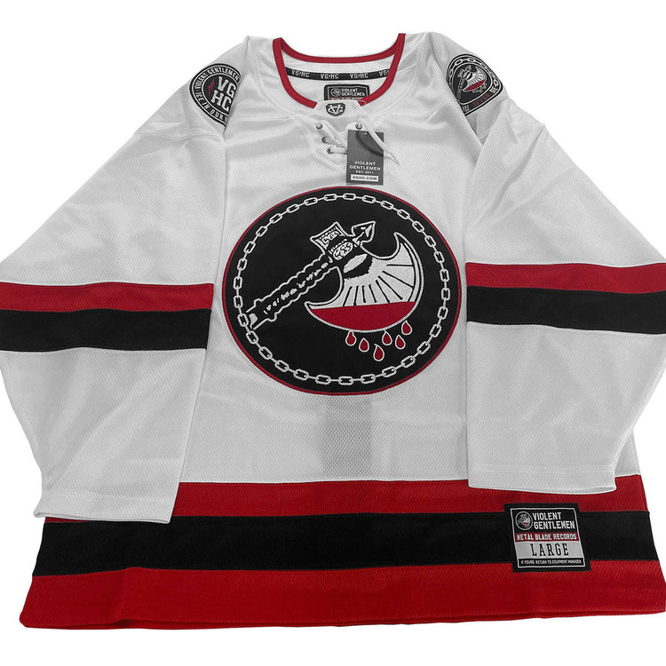 Metal Blade Records "Axe Logo Hockey Jersey (White)" Hockey Jersey