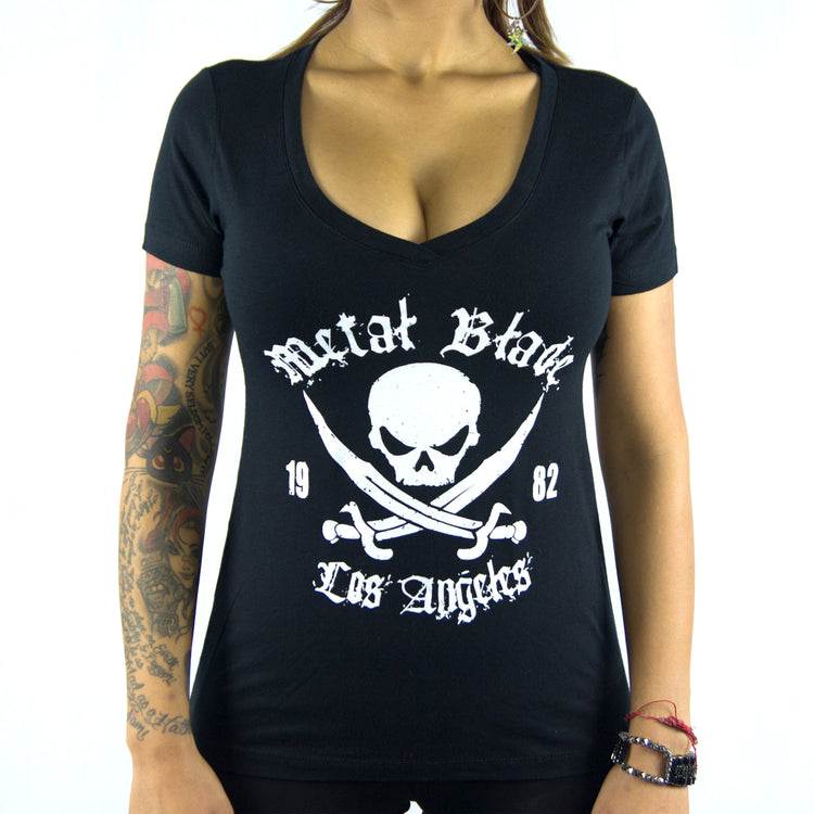 Metal Blade Records "Pirate Logo - V-Neck T-Shirt" Girls T-shirt